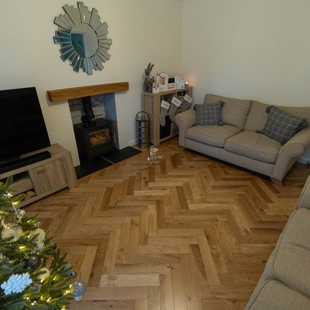 Riviera 14/3 x 90mm Natural Smooth Oak Herringbone Engineered Flooring