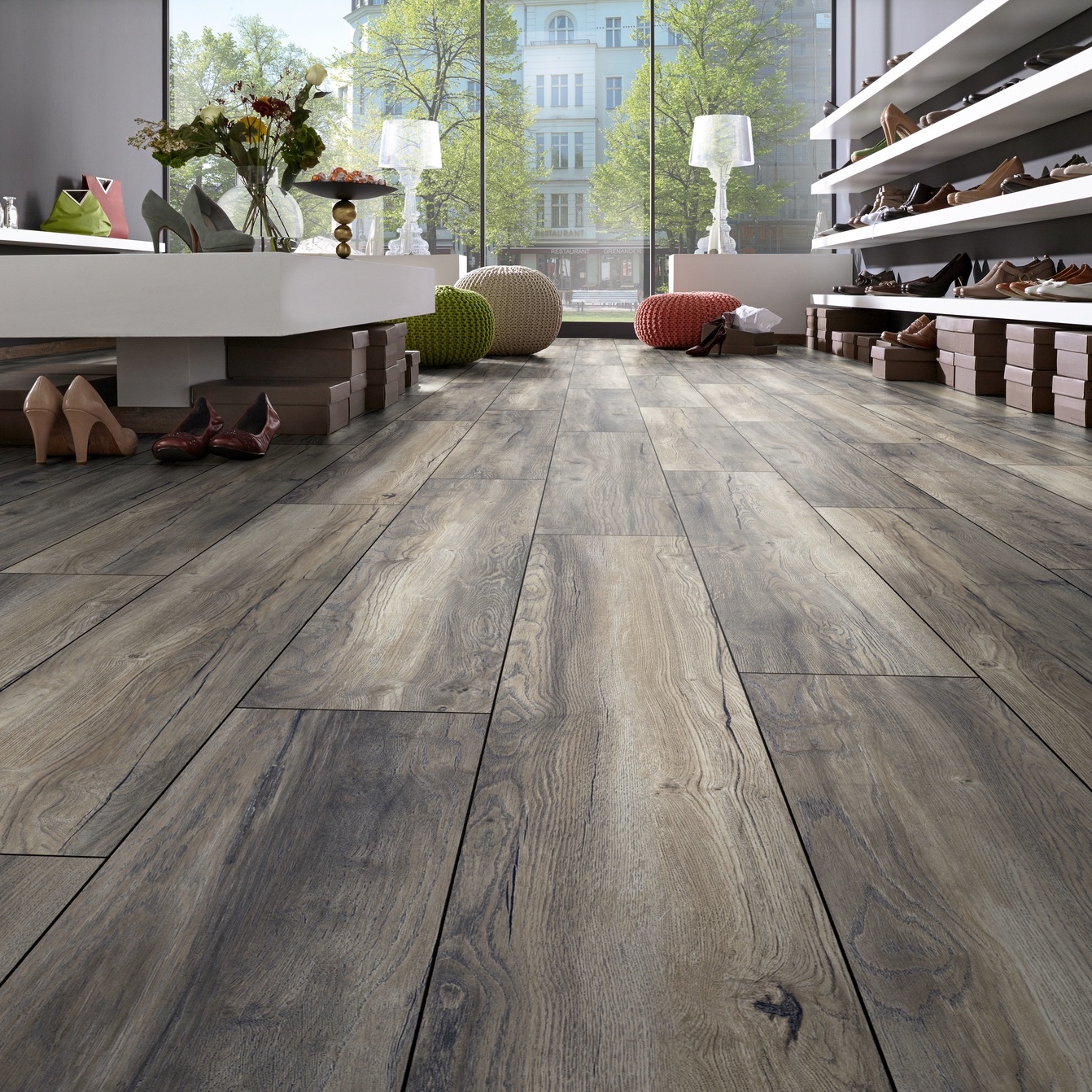 Premium 12mm Harbour Grey Oak 4V Groove Laminate Flooring