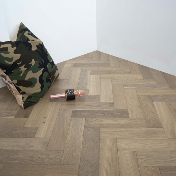 Dolcevita 14/3 x 90mm Light Smoked Oak Herringbone Engineered Flooring