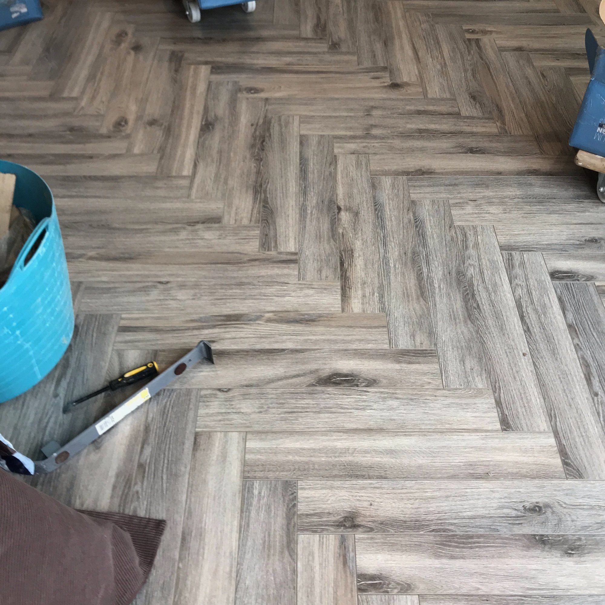 Fusion Herringbone 12mm Tornado Grey Oak 4V Laminate Flooring