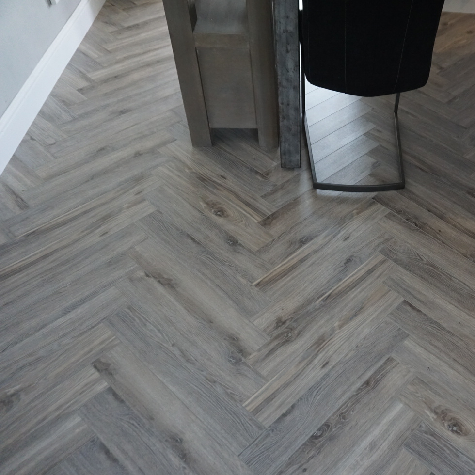 Fusion Herringbone 12mm Tornado Grey Oak 4V Laminate Flooring