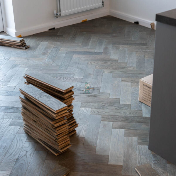 Riviera 18/4 x 90mm Grey Waxed Haze Oak Herringbone Engineered Flooring