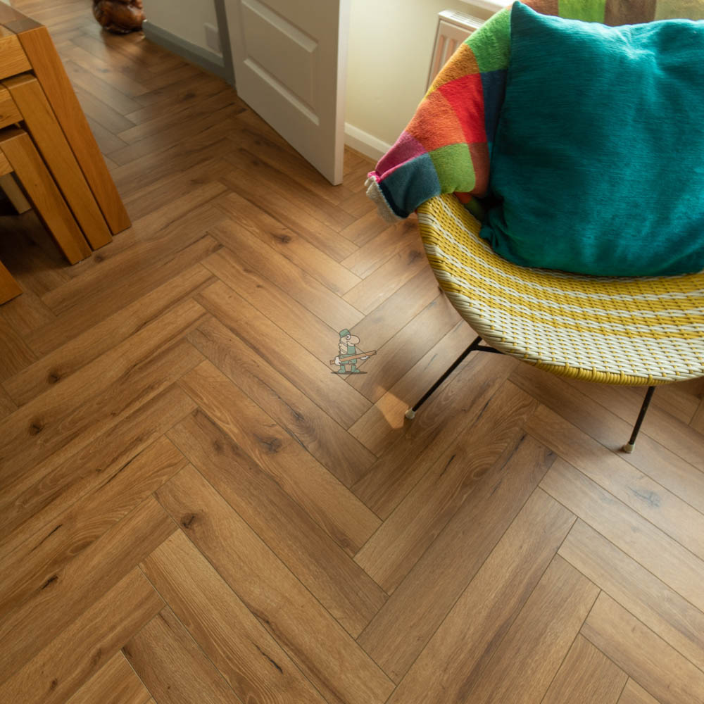 Fusion Herringbone 12mm Smoked Oak 4V Laminate Flooring