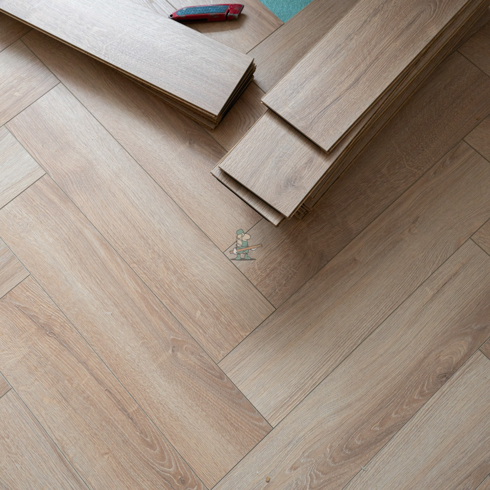 Nature AC6 Herringbone 12mm Shortbread Oak Laminate Flooring