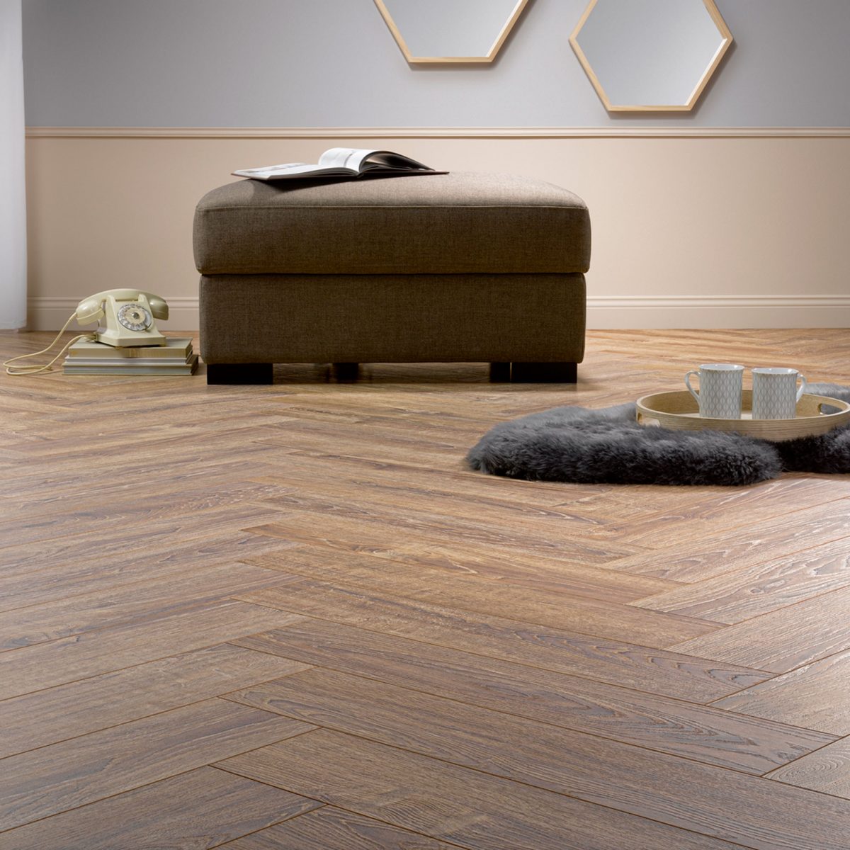 Nature AC6 Herringbone 12mm Rustic Oak Laminate Flooring