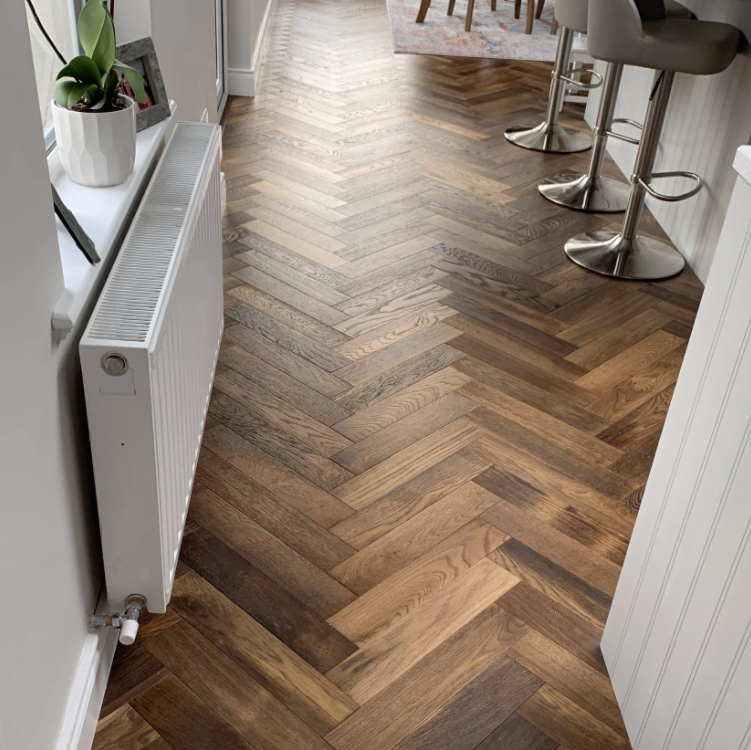 ZigZag 14/3 x 90mm Double Smoked Oak Herringbone Engineered Flooring