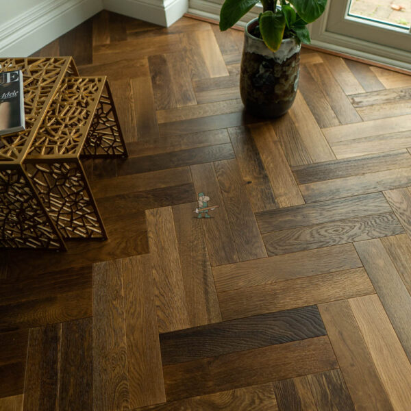 ZigZag 14/3 x 90mm Double Smoked Oak Herringbone Engineered Flooring