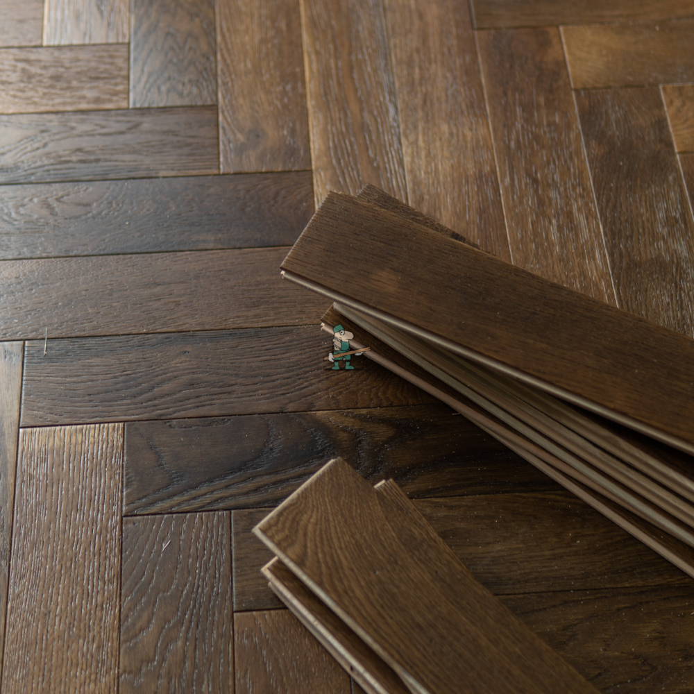 ZigZag 14/3 x 90mm Double Smoked Oak Herringbone Engineered Flooring