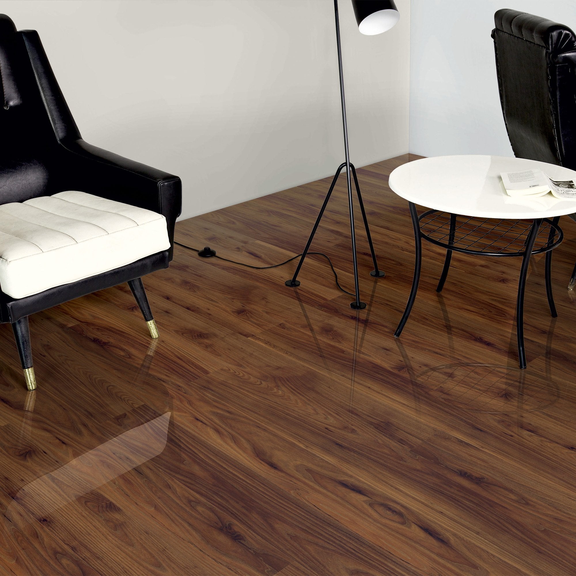 Home High Gloss 8mm Walnut Acacia 4V Laminate Flooring