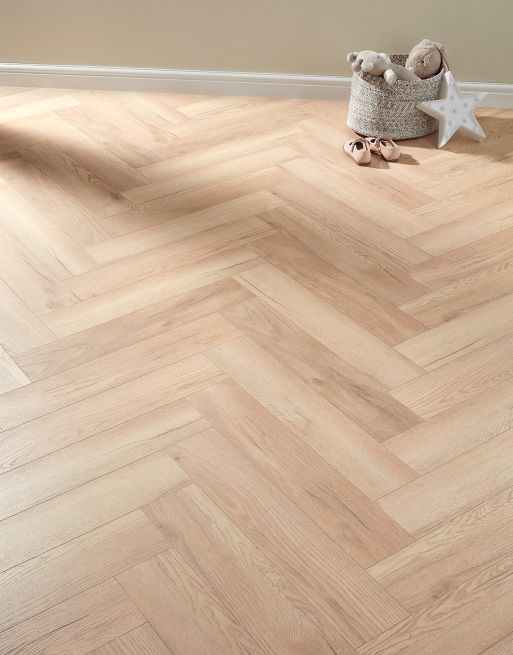 Dolcevita Herringbone 8mm Pale Light Oak 4V Laminate Flooring