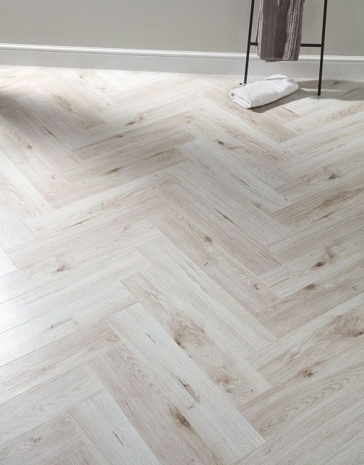 Dolcevita Herringbone 8mm Shell White Oak 4V Laminate Flooring