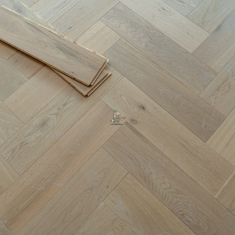 Riviera Click 14/3 x 150mm Pale Invisible Oak Herringbone Engineered Flooring