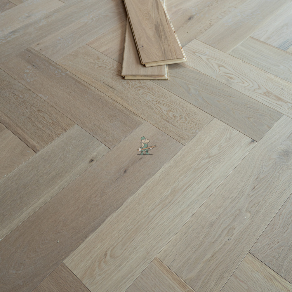 Riviera Click 14/3 x 150mm Pale Invisible Oak Herringbone Engineered Flooring