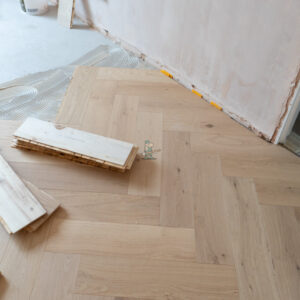 Riviera Click 14/3 x 150mm Pale Invisible Oak Herringbone Engineered Flooring