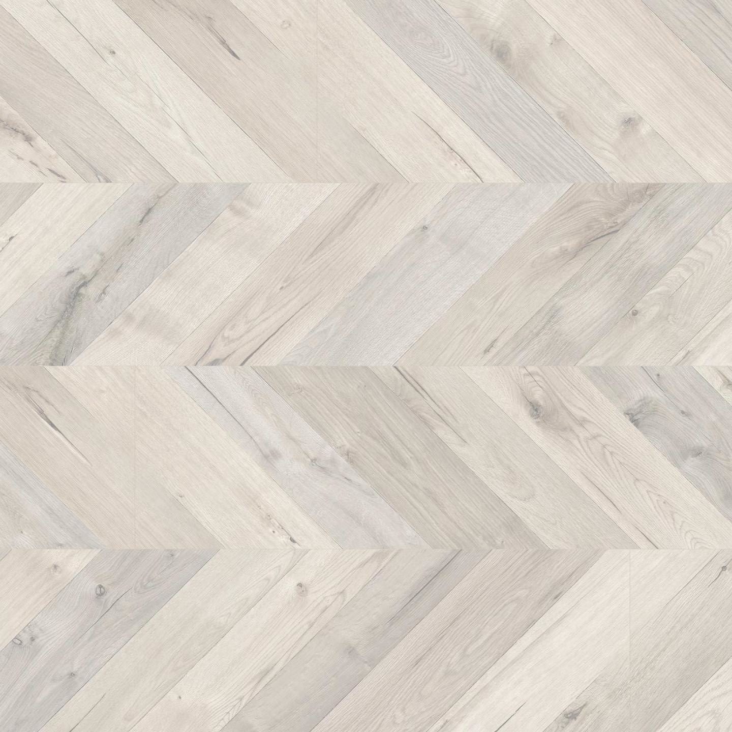 Austrian Chevron 8mm Ice White Oak 4V Laminate Flooring