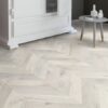 Austrian Chevron 8mm Ice White Oak 4V Laminate Flooring