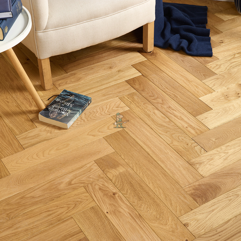 Nature 18/5 x 100mm LARGE Natural Brushed Oak Herringbone Engineered Flooring