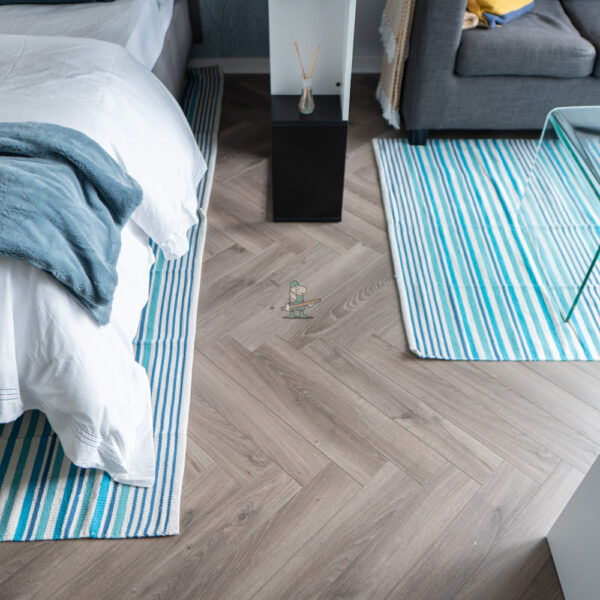 Fusion Herringbone 12mm Moon Grey Oak 4V Laminate Flooring