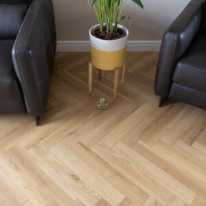 Fusion Herringbone 12mm Shortbread Oak 4V Laminate Flooring