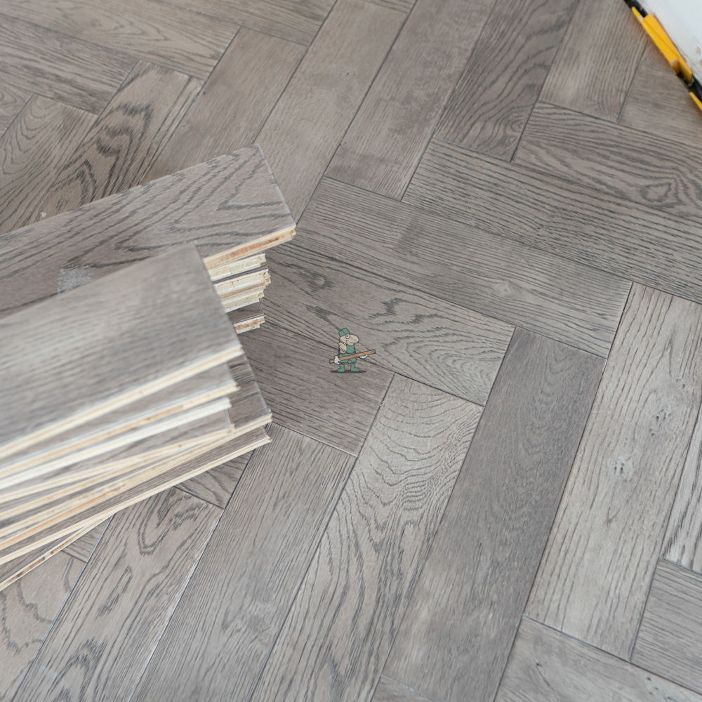 52sqm 📦 Job Lot - 18mm SMALL Silver Grey Oak Parquet Herringbone Engineered Wood Flooring