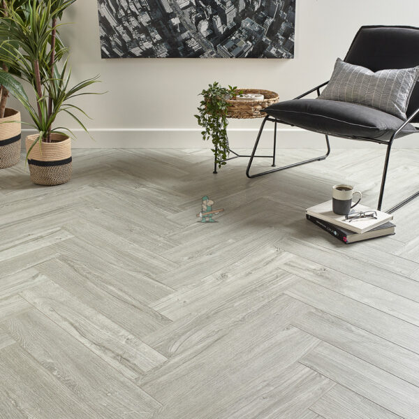 Hydro Pro Herringbone 5mm Arctic Luxury Vinyl Click Flooring